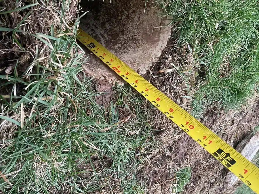 Excavation measurement for underground sewer line repair in Pittsburgh, PA