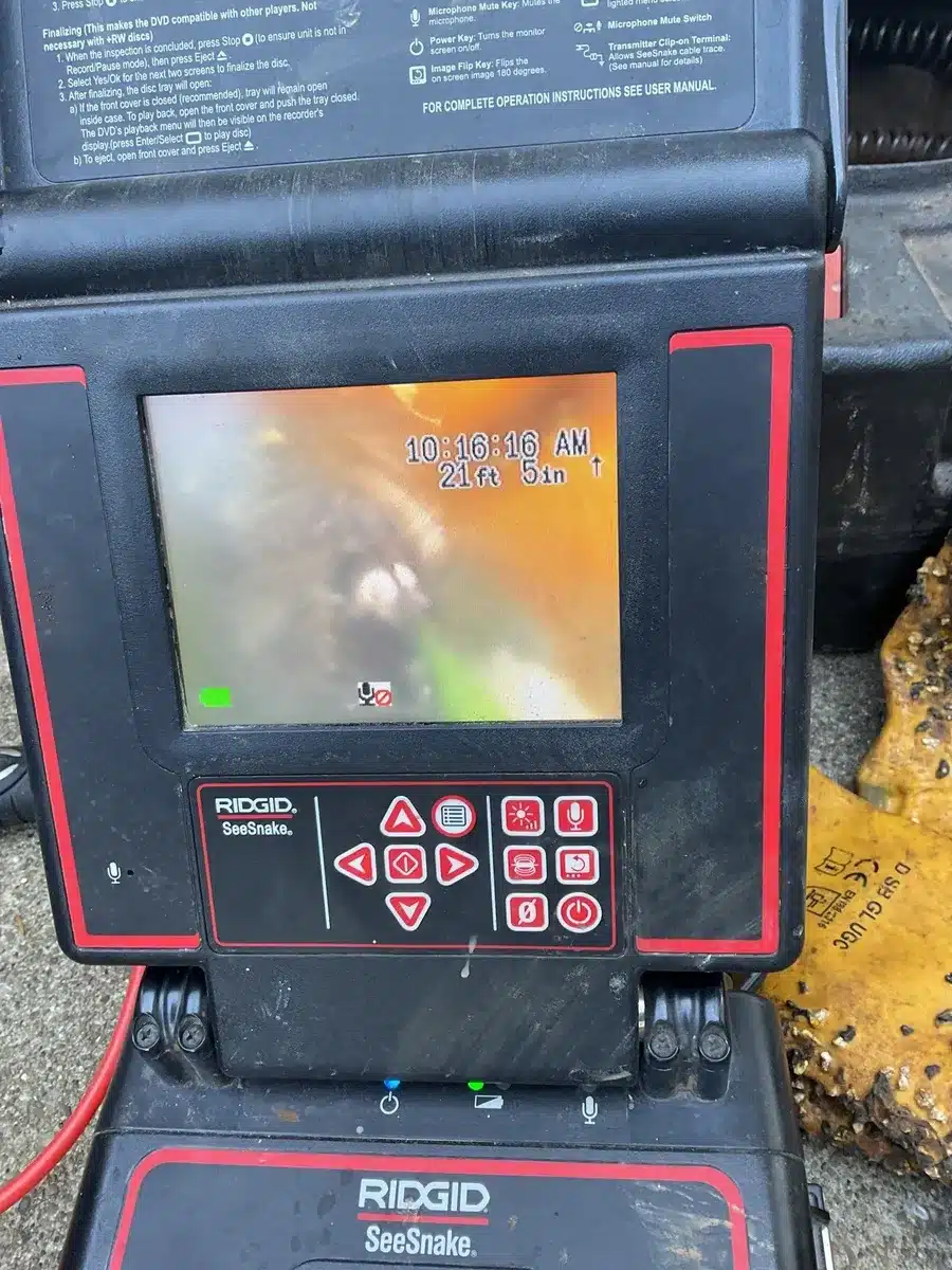 Drain camera inspection monitor during sewer service in Pittsburgh, PA