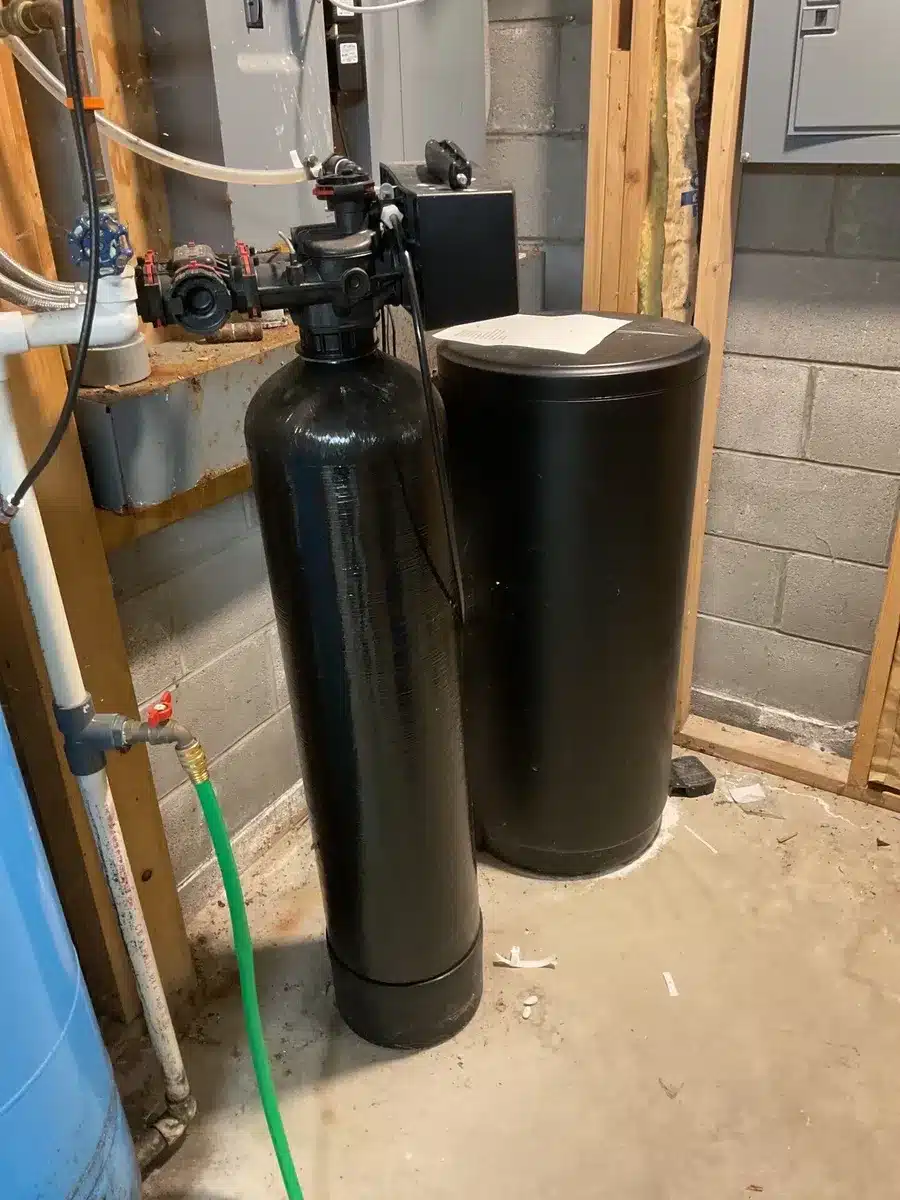 Water softener system installation in basement utility area in Pittsburgh, PA