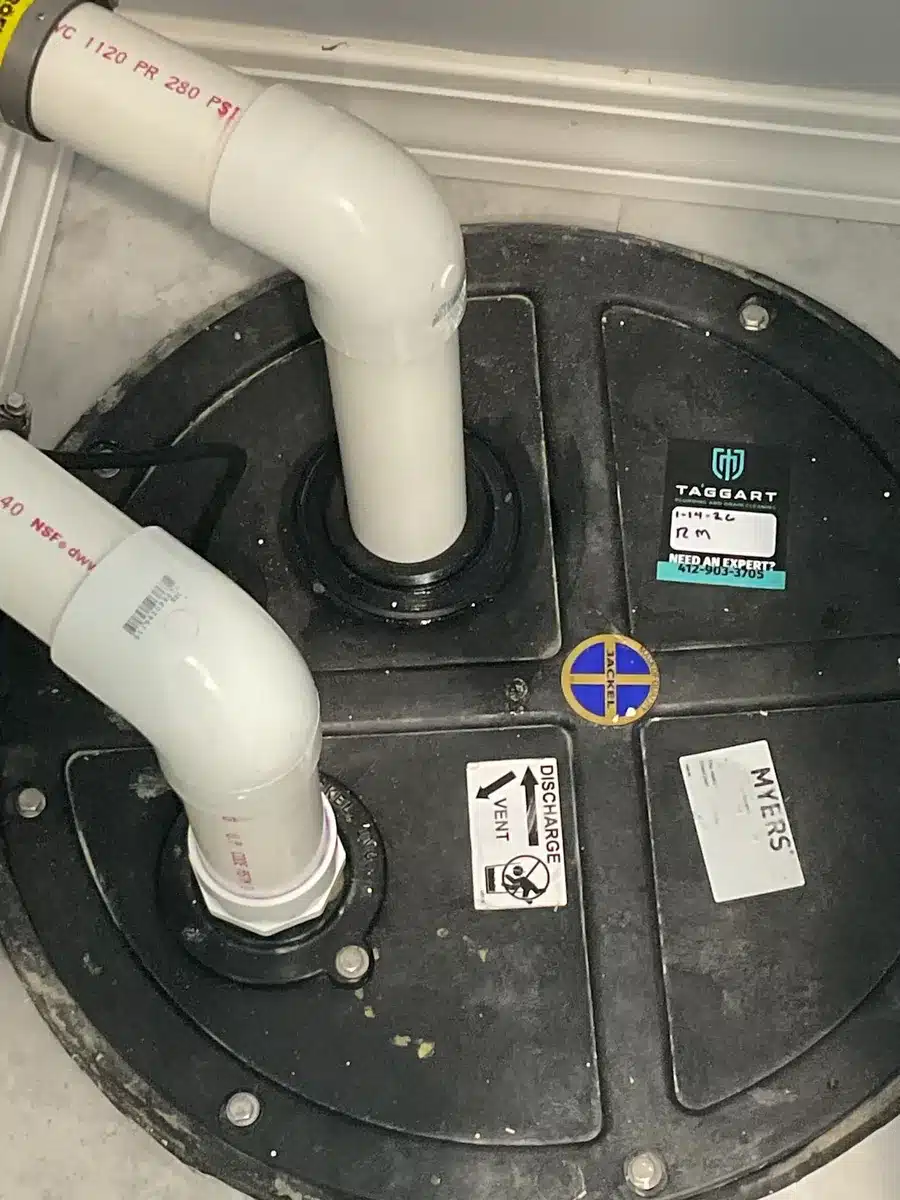 Sump pump system with check valve installation in Pittsburgh, PA