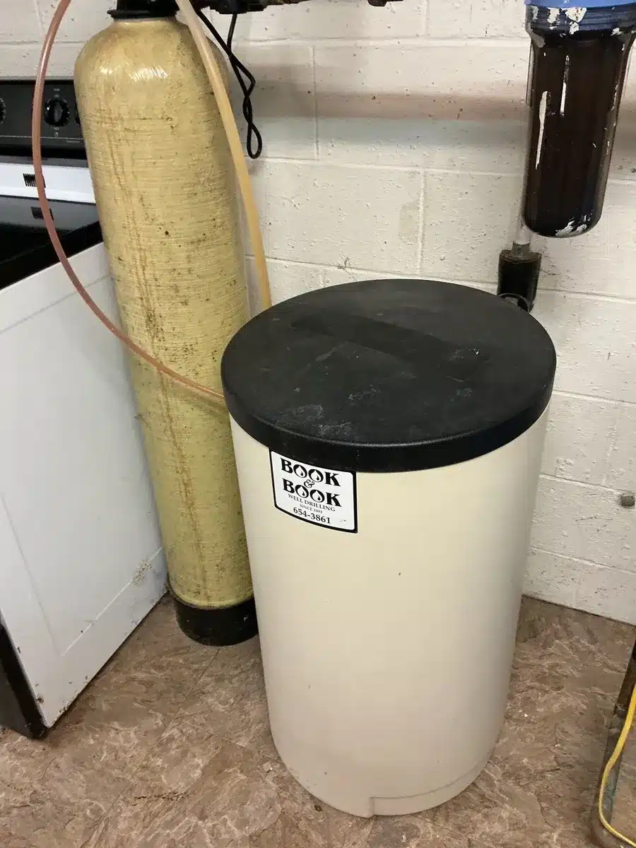 Water softener brine tank installation for home water treatment in Pittsburgh, PA