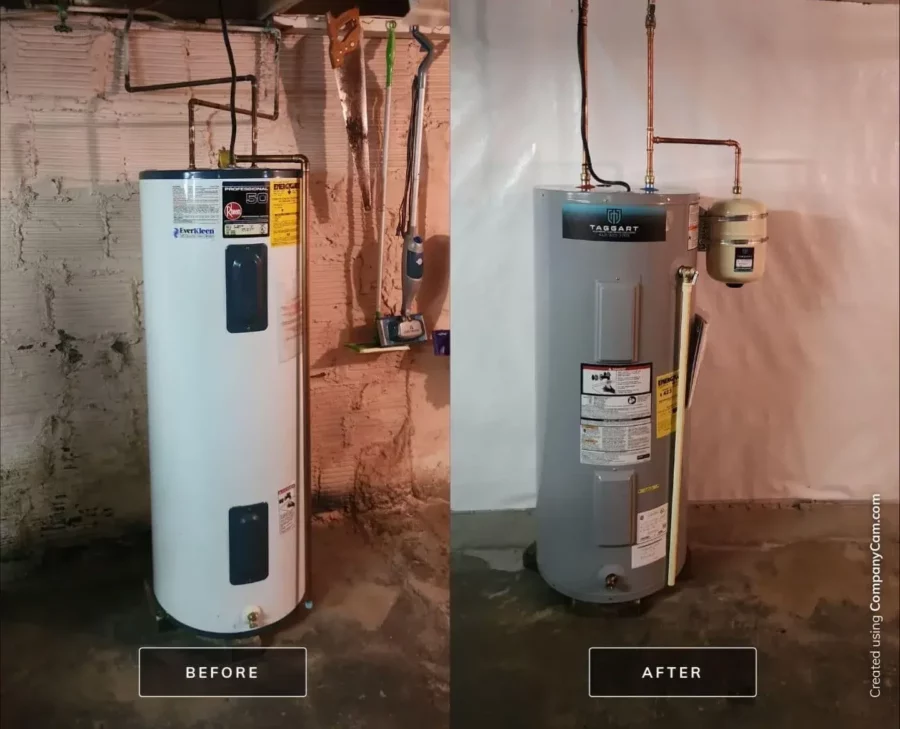 Before and after water heater replacement