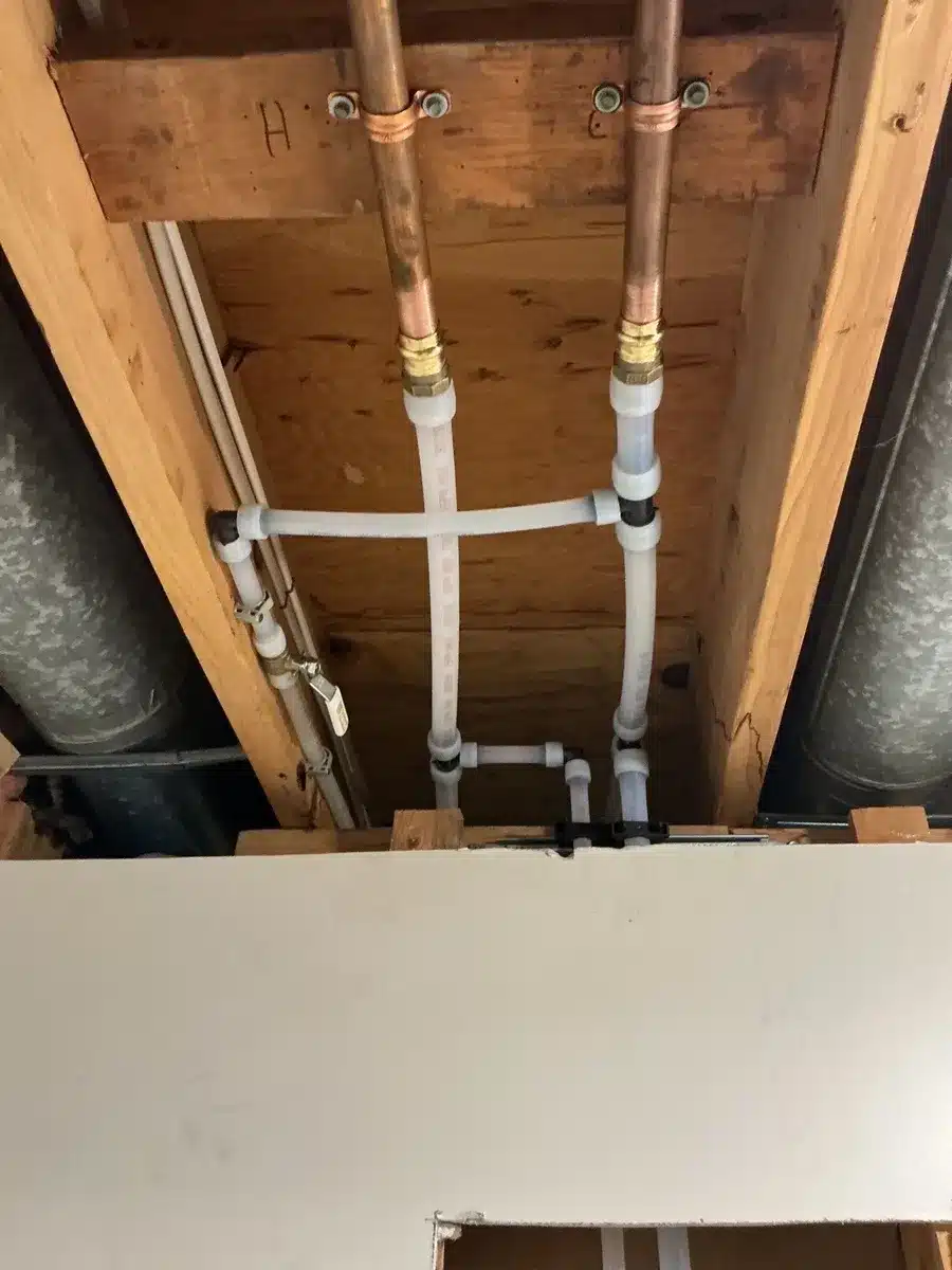 Basement plumbing rough-in and drain line installation in Pittsburgh, PA