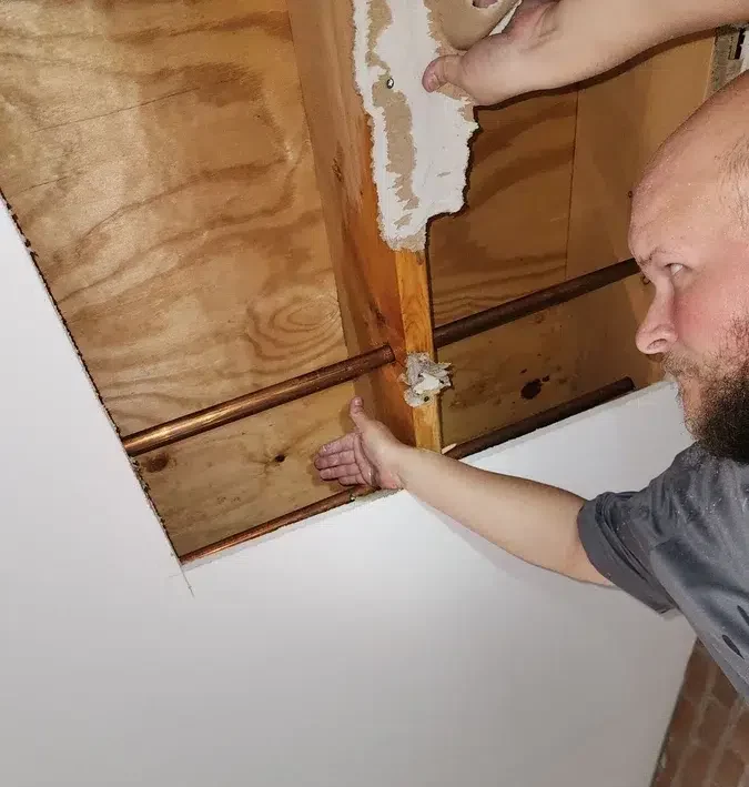 Josh finding a water line leak