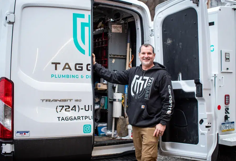Taggart tech in front of van in Pittsburg, PA.