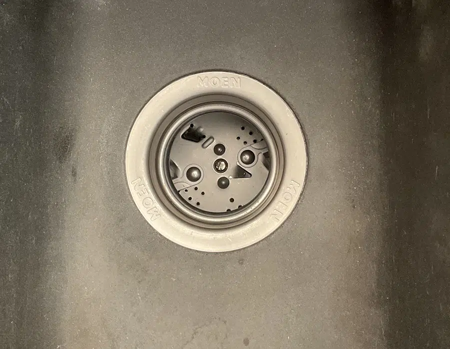 Moen sink strainer and drain flange close-up in Pittsburgh, PA
