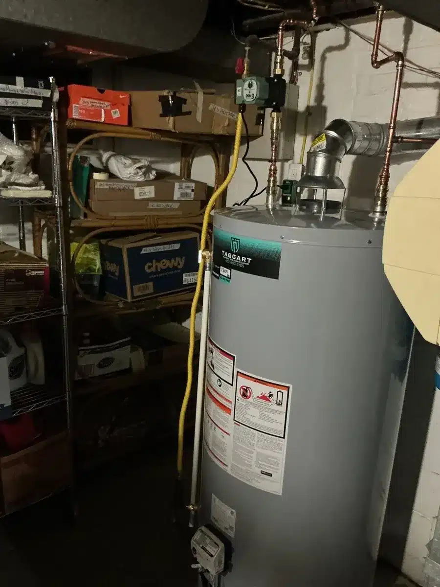 Basement water heater installation and plumbing upgrade in Pittsburgh, PA