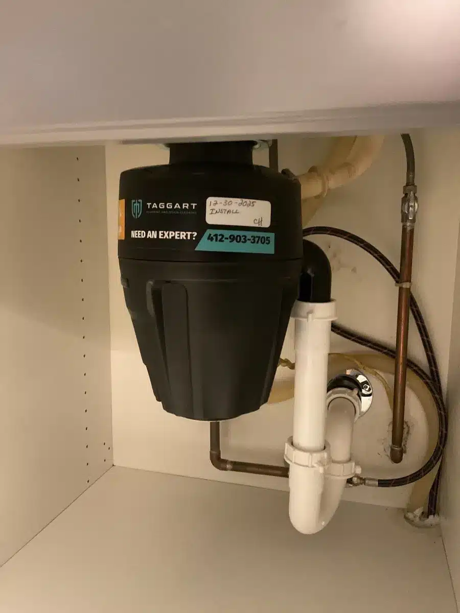 garbage disposal installation in Pittsburgh, PA by Taggart Plumbing