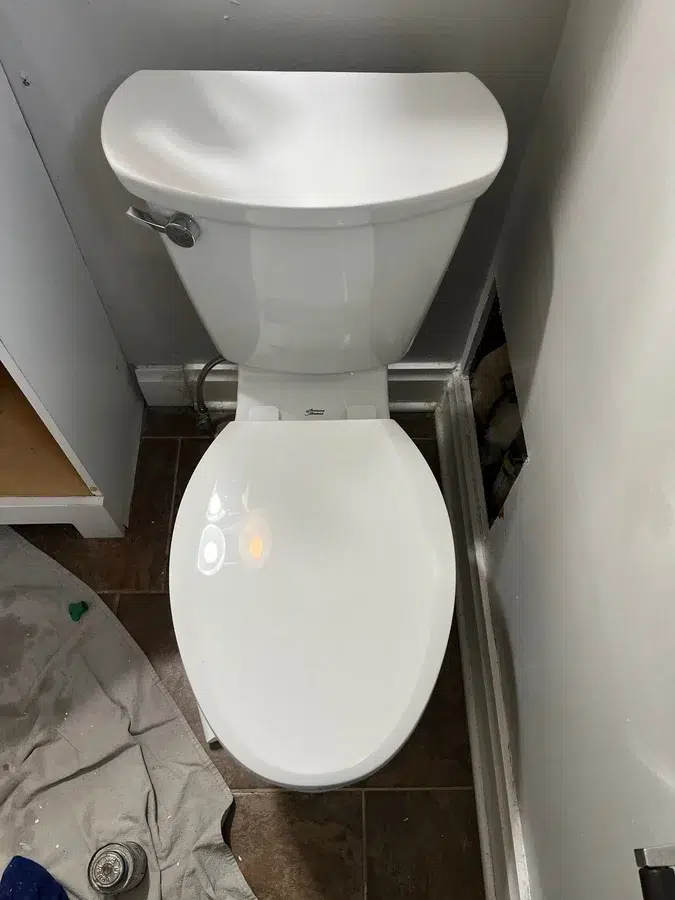 Newly installed toilet