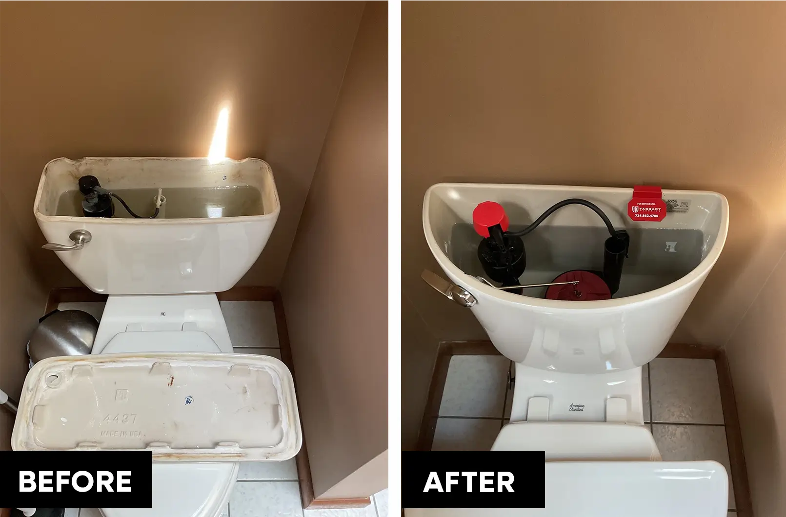 before and after toilet install in Pittsburgh area home