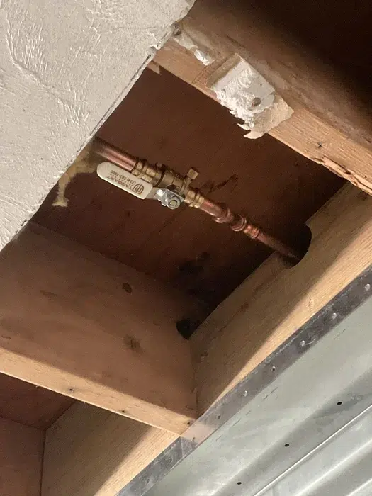 Fresh copper repiping run along floor joists in a home serviced by Taggart Plumbing in Pittsburgh, PA