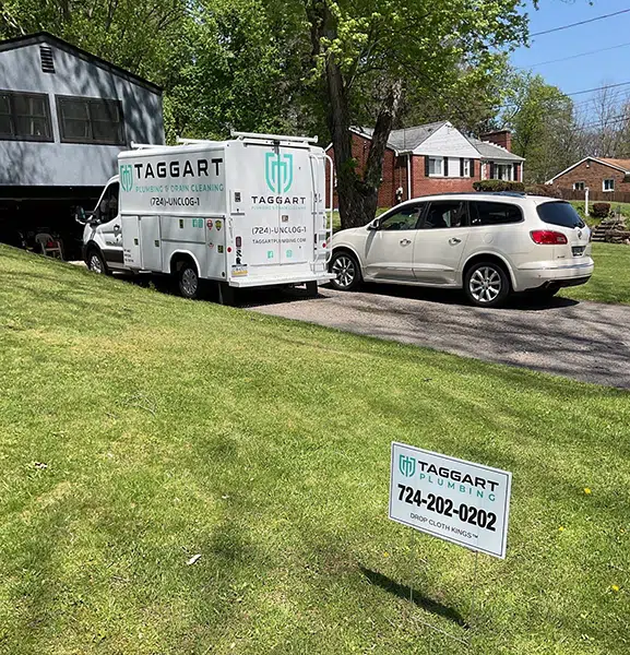 Gibsonia PA home receiving service from Taggart - truck in driveway and sign in yard