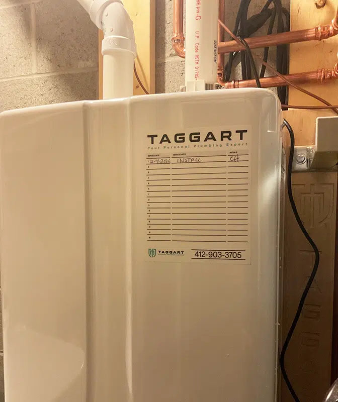 Residential tankless water heater installation in Pittsburgh, PA by Taggart Plumbing
