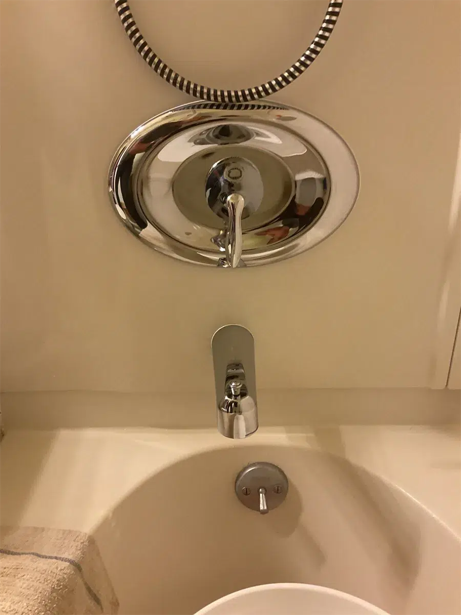 New chrome tub spout and single-handle valve trim in Pittsburgh, PA